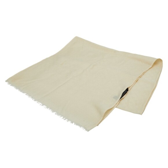 Gucci logo scarf/stole in white and ivory cashmere silk for women.